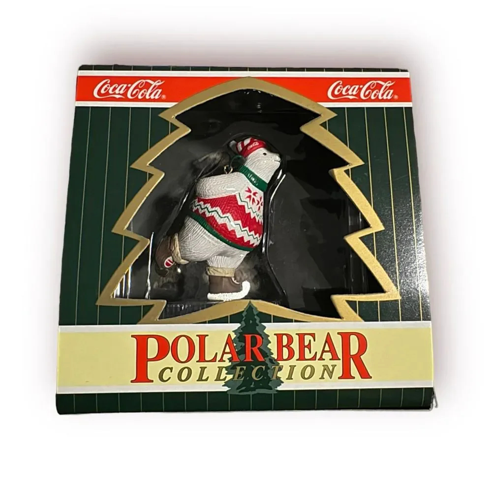 Coca-Cola Polar Bear Collection Christmas‎ Ornament Set Of 8 1995 NIB with Plush - Picture 4 of 12